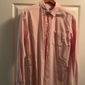 Lacoste woven button-down shirt in pink, size 40